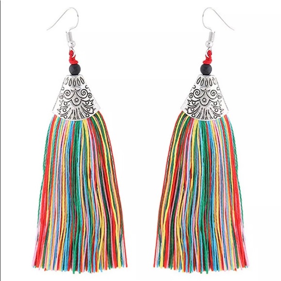 Jewelry - 🔥FRINGE Tassel Silver Hook Dangle Earrings NWT🏷